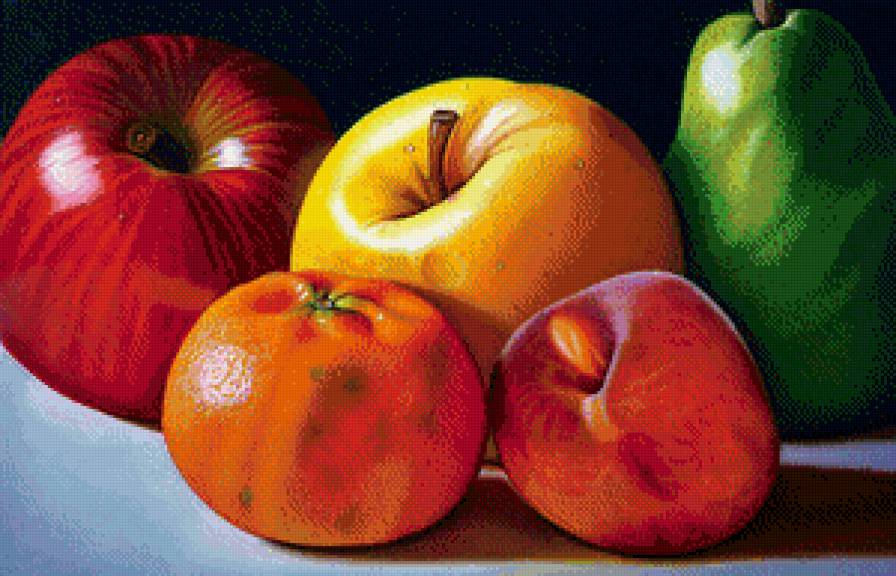 красочные фрукты - персик, яблоки, кухня, еда, персики, фрукты, груши - предпросмотр