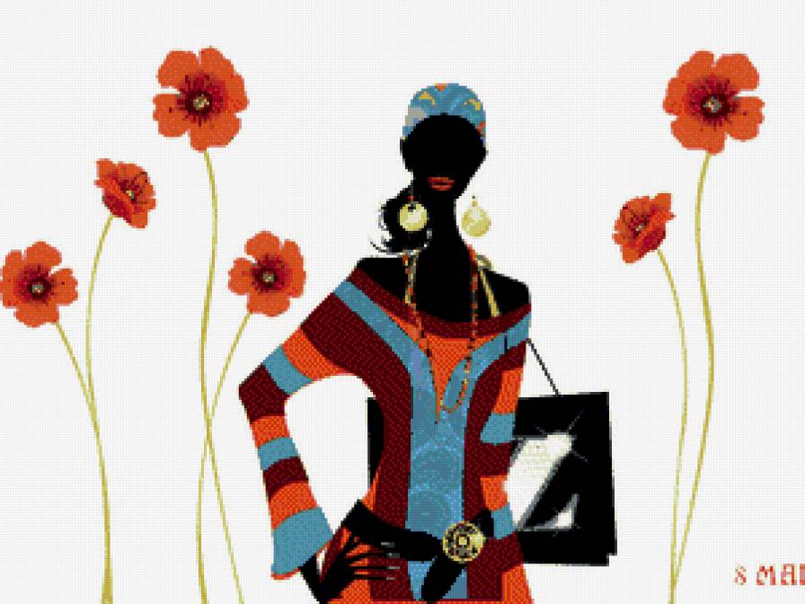 дама в маках - маки, девушка, цветы, дама - предпросмотр