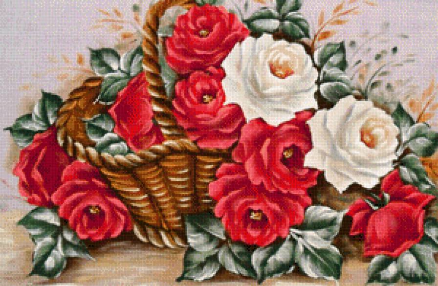 Корзина роз - розы, цветы, корзина, цветок, роза - предпросмотр