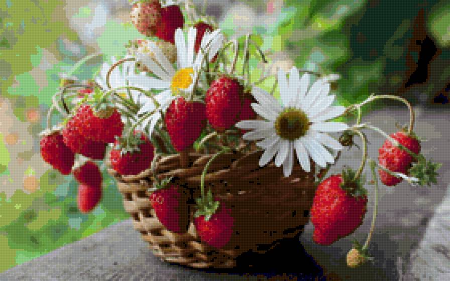 ягодка - ягоды, корзинки, цветы, натюрморт - предпросмотр