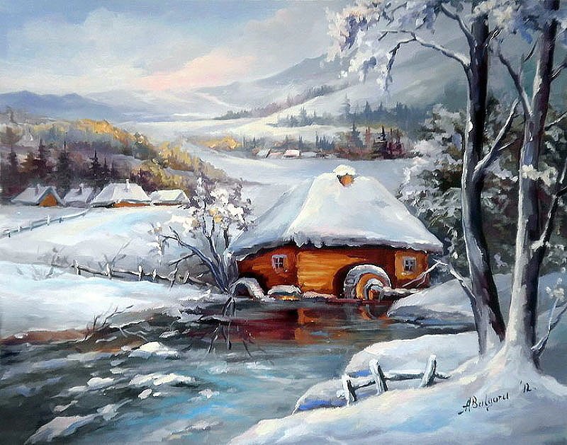 Зимний пейзаж - природа, пейзаж - оригинал