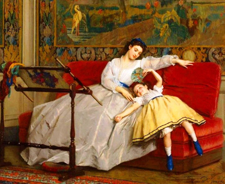 вышивальщица - мать и дитя, портрет, картина - оригинал