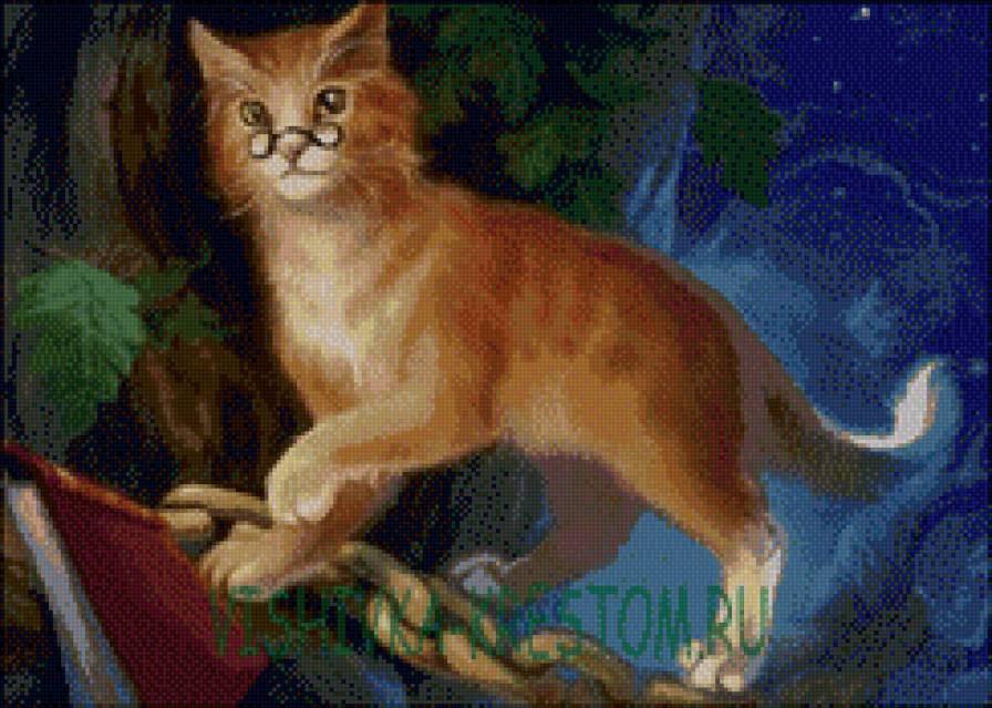 кот ученый - очки, рыжий кот, златая цепь - предпросмотр