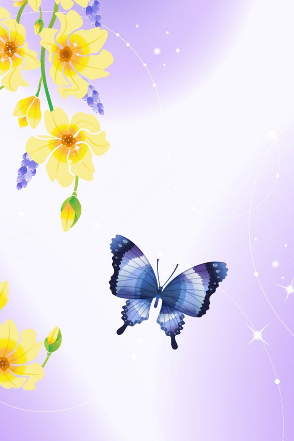 бабочка - бабочка, цветы, панно - оригинал