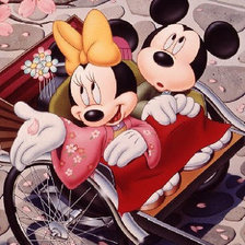 Схема вышивки «Микки в Японии»