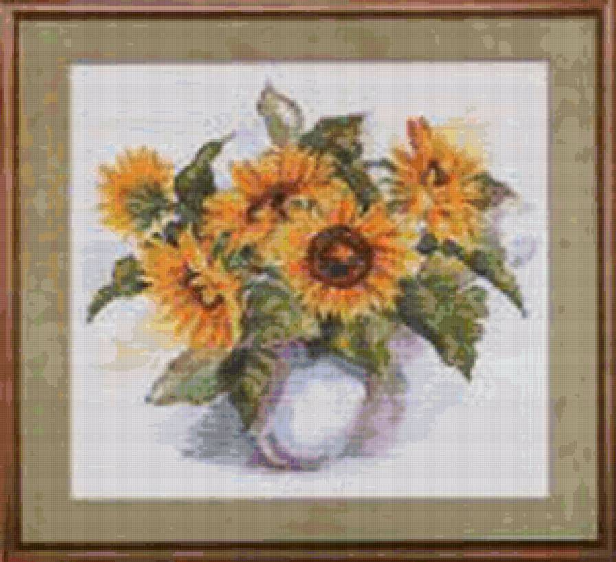 подсолнухи - подсолнухи в вазе - предпросмотр