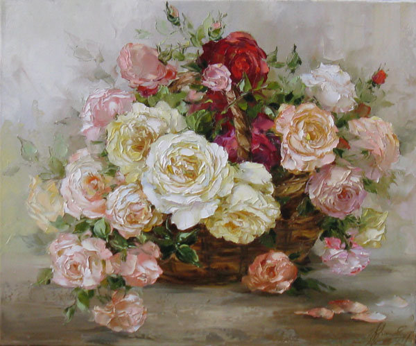 Розы в корзине - оригинал
