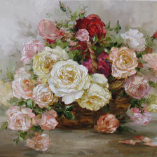 Розы в корзине