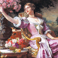 Оригинал схемы вышивки «дама в лиловом» (№693734)