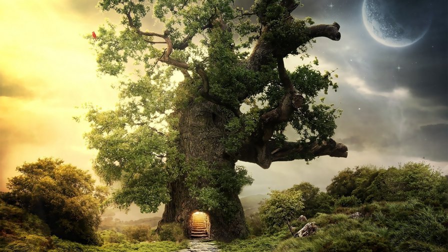 Волшебное дерево - дерево, пейзаж, фентази - оригинал