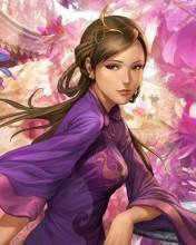 девушка в сиреневом - девушка, анимэ - оригинал