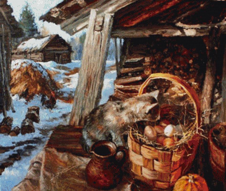 В.Жданов3 - деревня, картина, художник, кот - предпросмотр