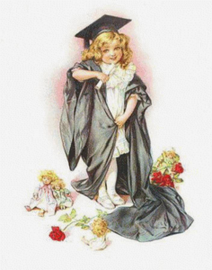 старинная открытка - открытка, девочка, дети - предпросмотр