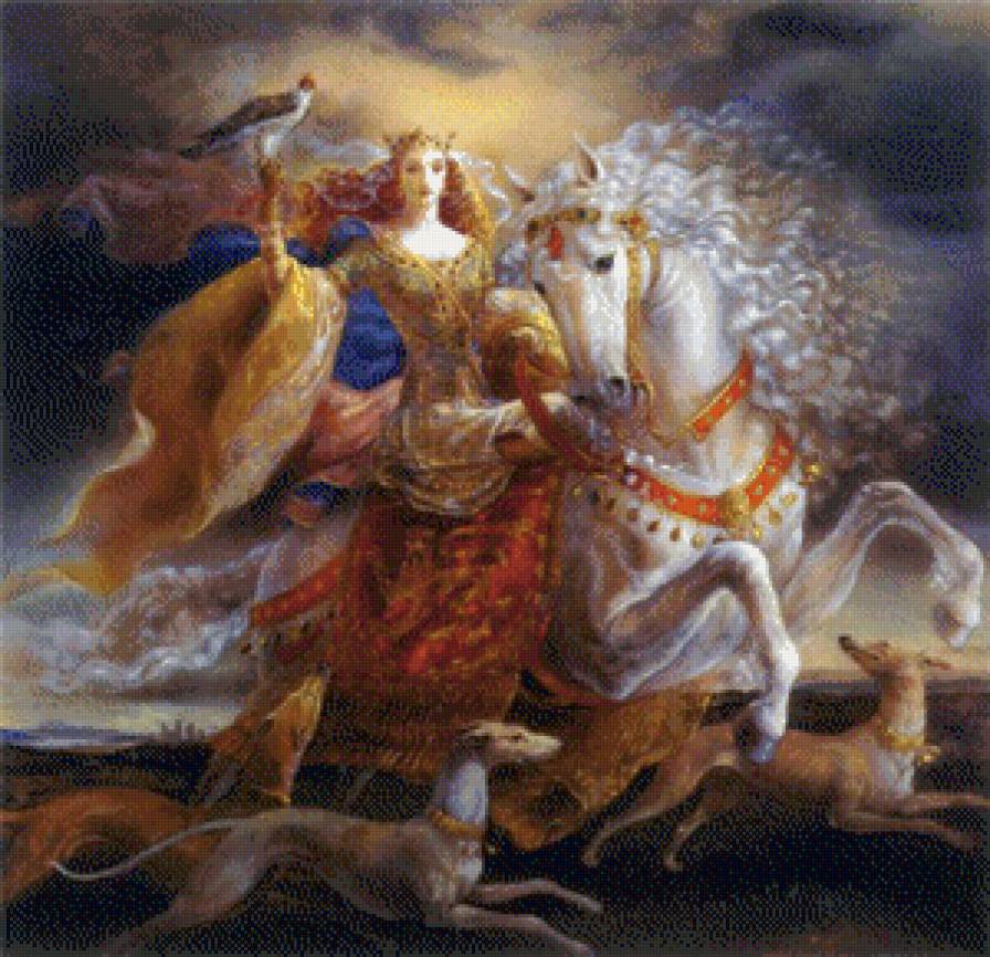 всадница - конь, девушка, всадница, лошадь - предпросмотр