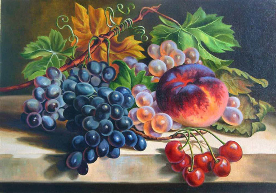 №695168 - картина, виногад, художник, фрукты, натюрморт - оригинал