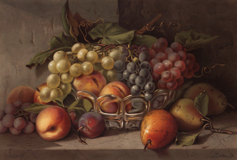 №695178 - натюрморт, картина, виногад, фрукты, художник - оригинал