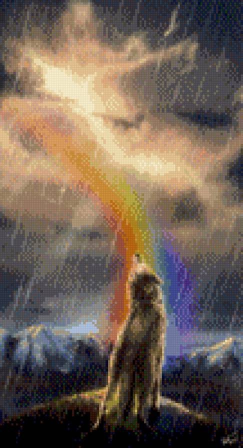 волк и радуга - волк, дождь, радуга - предпросмотр