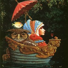 Оригинал схемы вышивки «Путешествие в лодке с совой» (№695920)