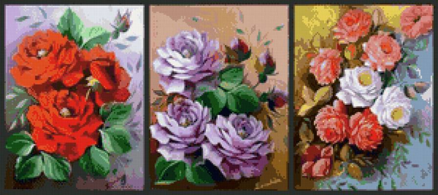 триптих - цветы - предпросмотр