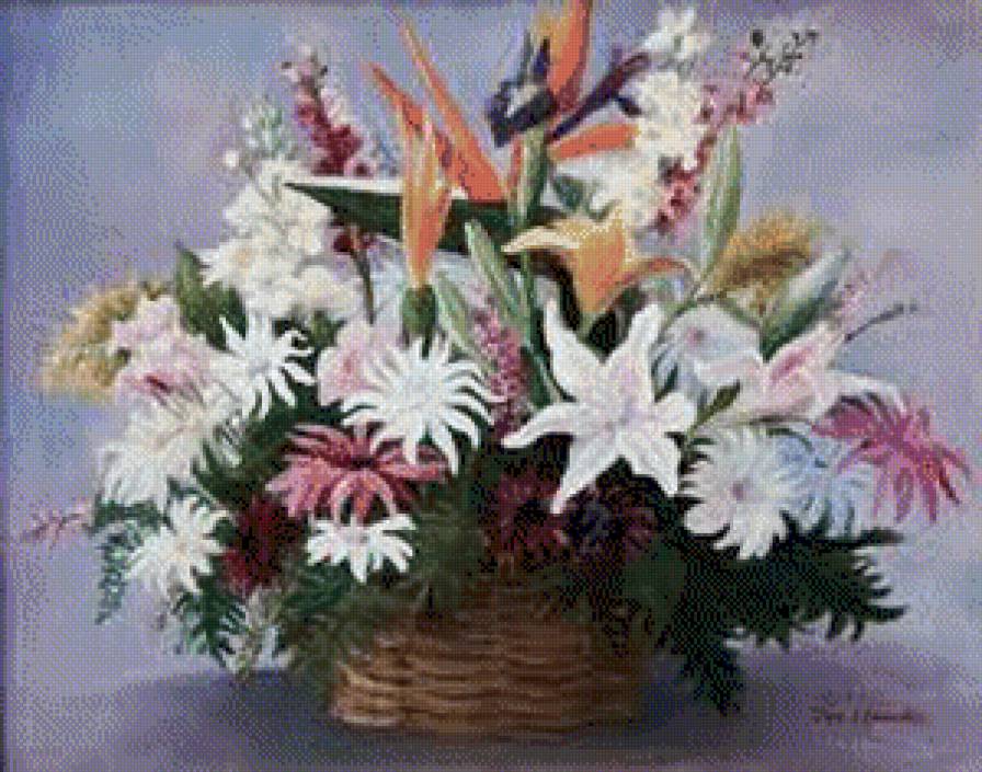 Корзина с цветами - букет, цветы, корзина - предпросмотр