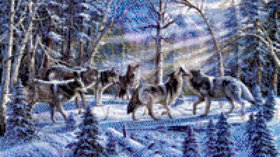№696616 - животные, зима, лес, звери, волк - предпросмотр