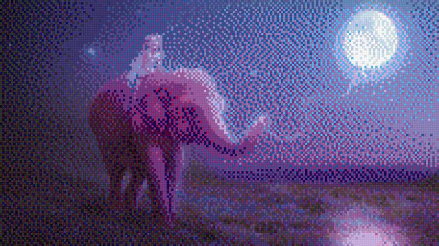 №696652 - слон, луна, фэнтези, девочка - предпросмотр