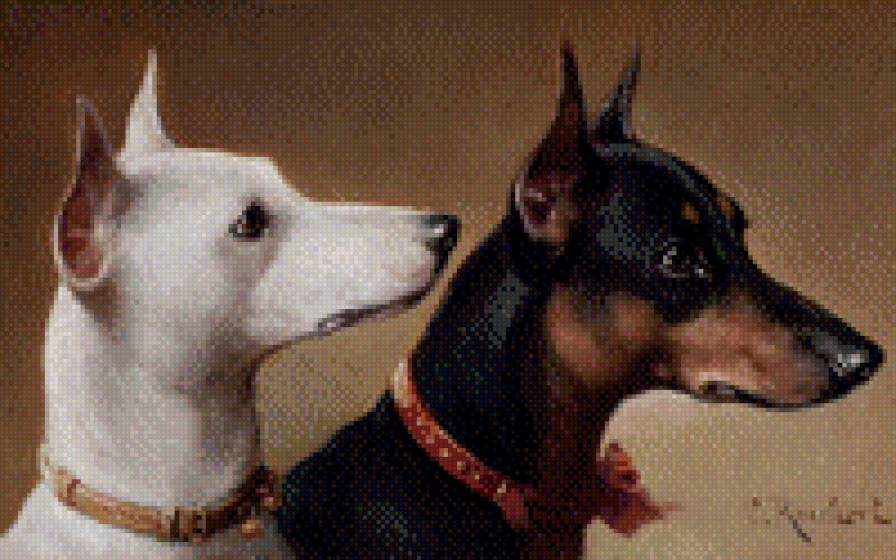 №697011 - звери, животные, собаки, картина - предпросмотр