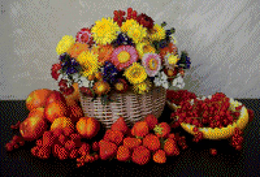 №697123 - фрукты, цветы, ягоды, натюрморт - предпросмотр