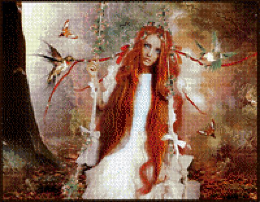 №697432 - птицы, фэнтези, девушка, колибри - предпросмотр