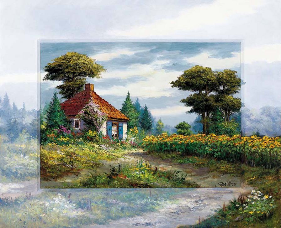 художник Рейнт Висаар - дом, природа, картина, пейзаж, лето - оригинал