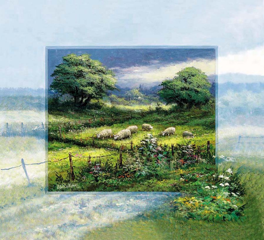 художник Рейнт Висаар - картина, природа, пейзаж, животные, лето - оригинал