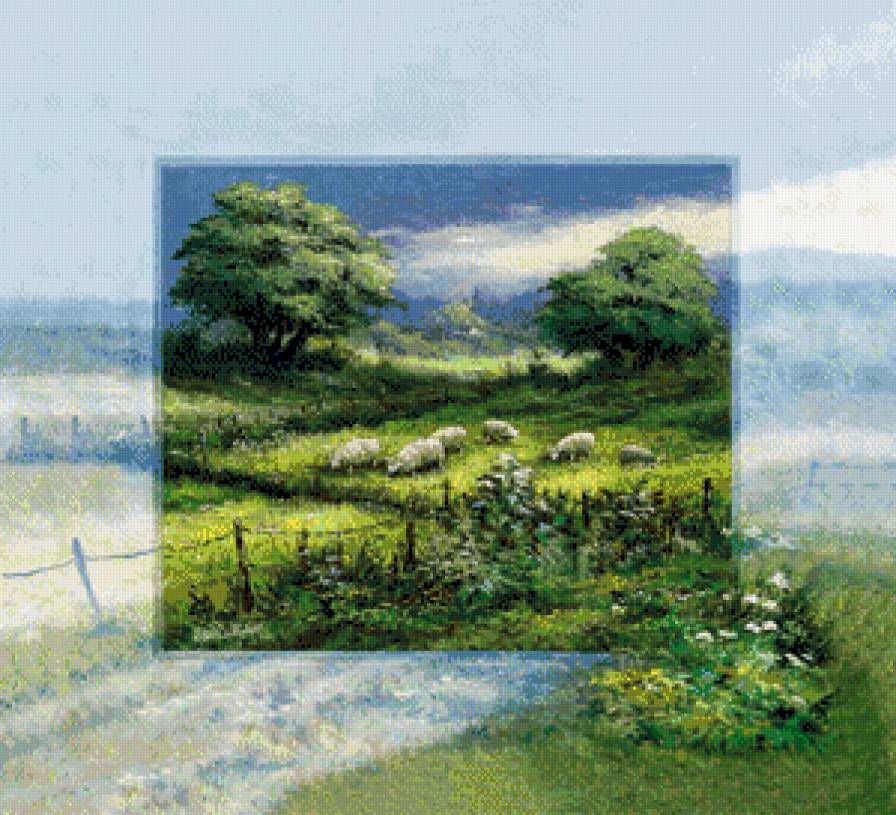 художник Рейнт Висаар - картина, пейзаж, природа, лето, животные - предпросмотр