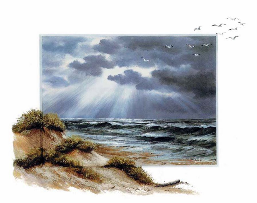 художник Рейнт Висаар - закат, пейзаж, море, картина, природа - оригинал