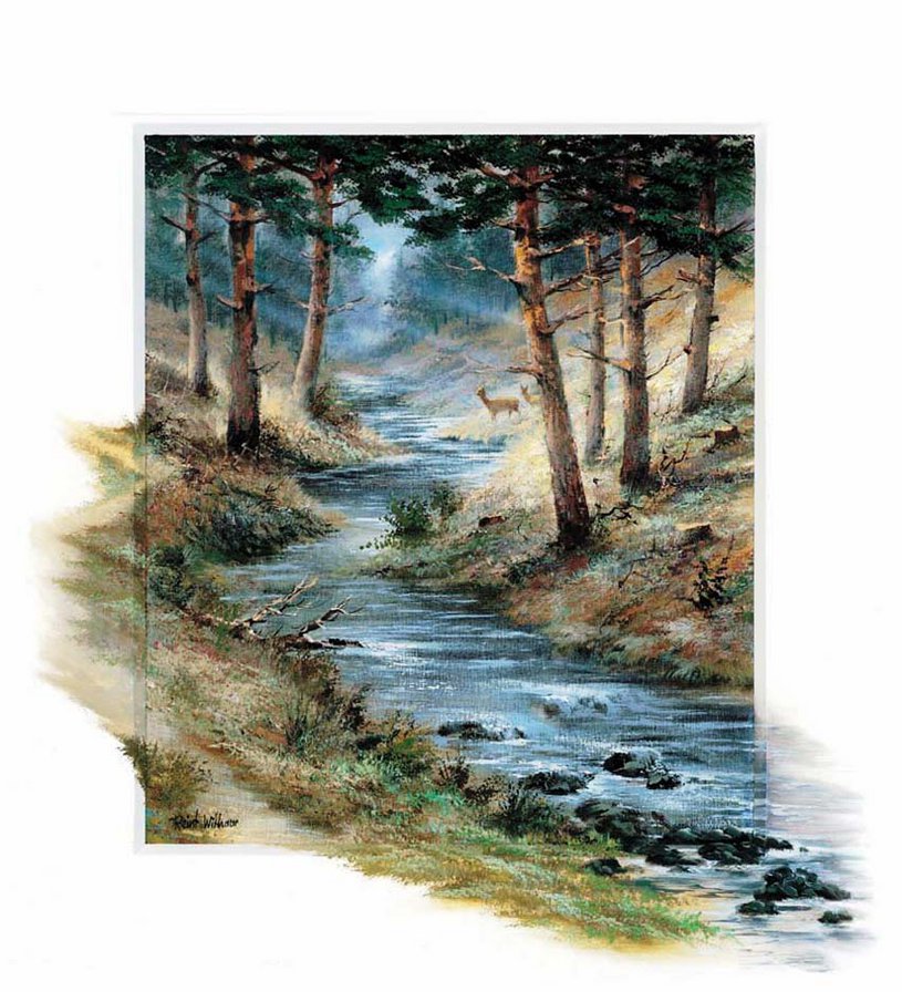 художник Рейнт Висаар - природа, лето, пейзаж, картина, лес, река - оригинал