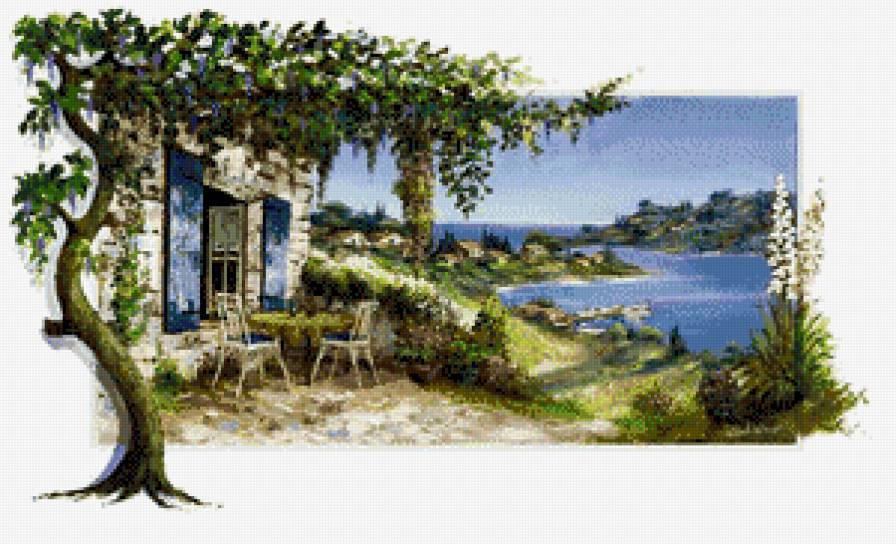 художник Рейнт Висаар - пейзаж, природа, дом, картина, лето, море - предпросмотр