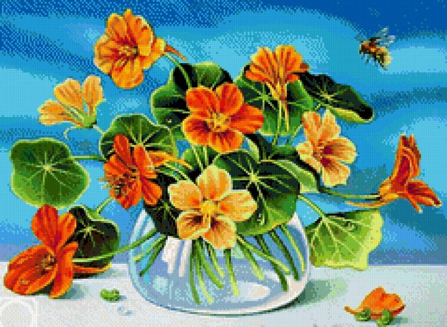 натюрморт с цветами - цветы, натюрморт, картина - предпросмотр