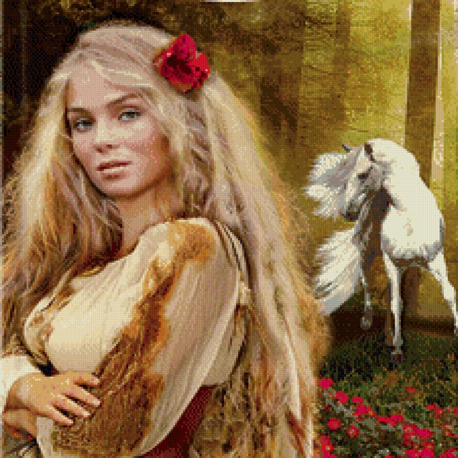 женский образ - портрет, девушка, женщина, люди, образ, конь, животные, лошадь - предпросмотр