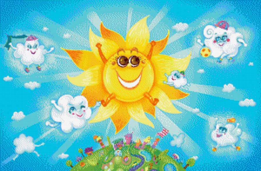 Солнышко - облока, день, детское, солнце, облако - предпросмотр