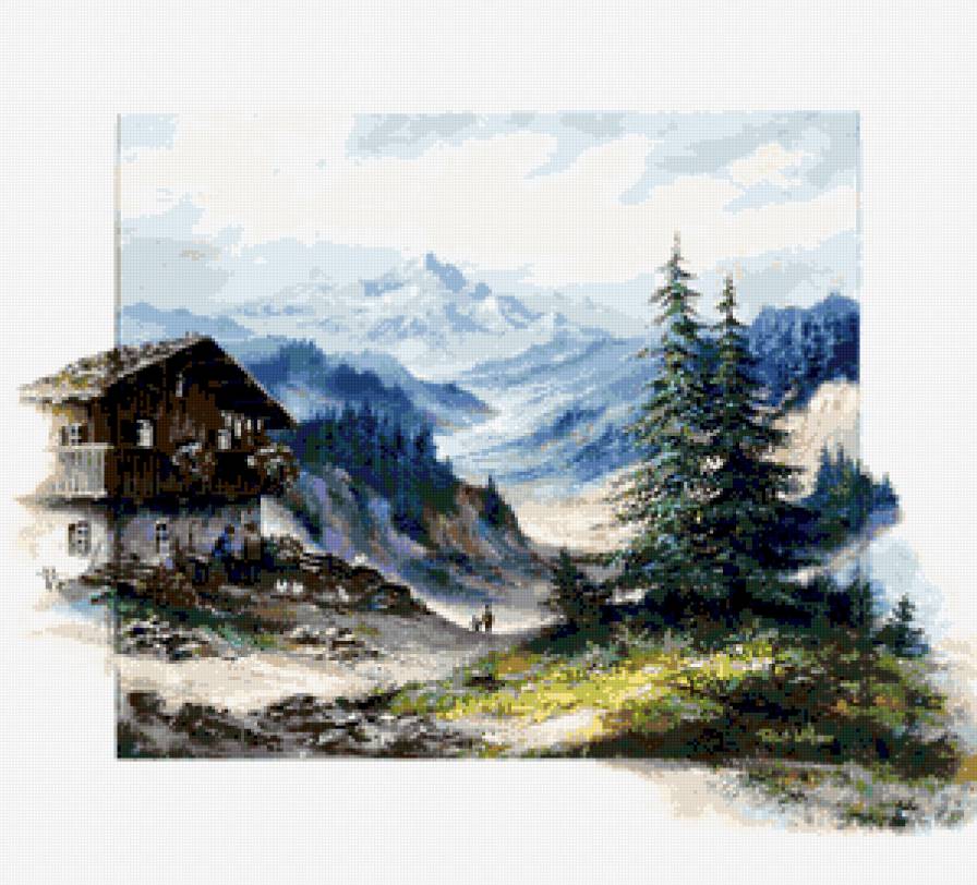 Дом в горах - природа - предпросмотр
