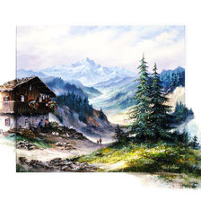 Схема вышивки «Дом в горах»