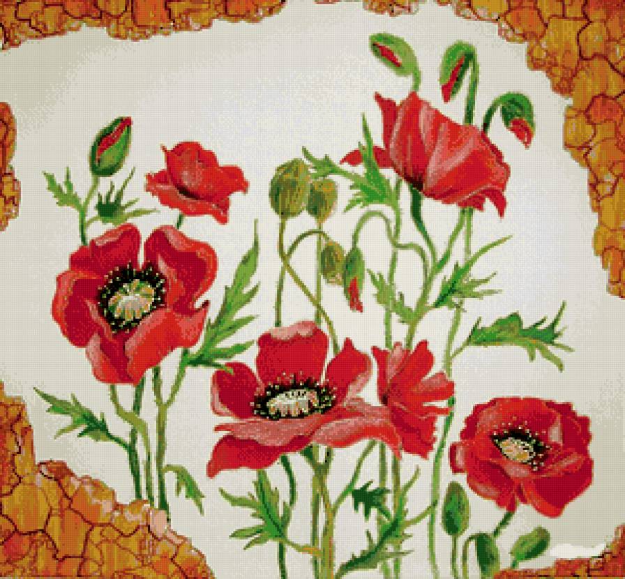 пано маки - цветы, пано, картина, букет - предпросмотр