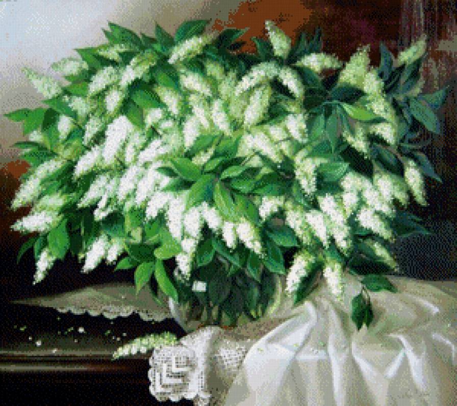 букет черемухи - букет, цветы, картина - предпросмотр