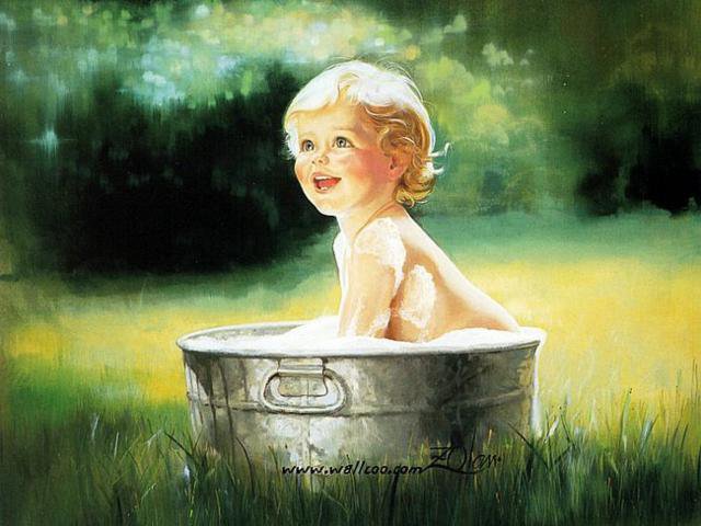 дите в ванне - мальчик, природа, ребенок, ванна - оригинал