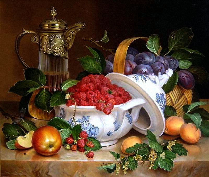 Натюрморт с малиной - малина, фрукты - оригинал