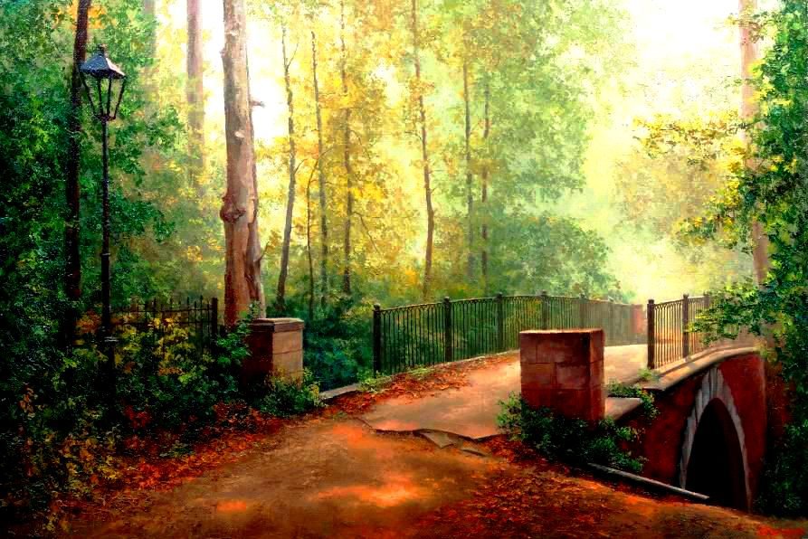 мост в старом парке - пейзаж - оригинал