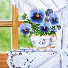 Оригинал схемы вышивки «Цветы на окне» (№699609)