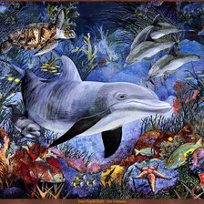 Схема вышивки «дельфин на морском дне»