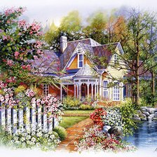 Схема вышивки «уютный дворик у озера»