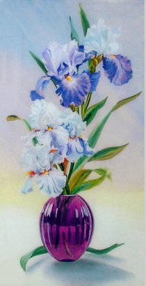 ирисы - ирисы, ваза, триптих - оригинал