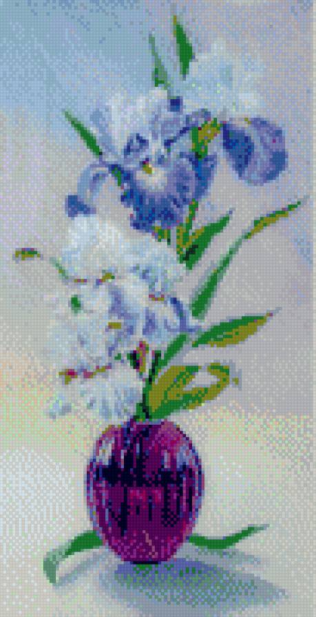 ирисы - ирисы, ваза, триптих - предпросмотр